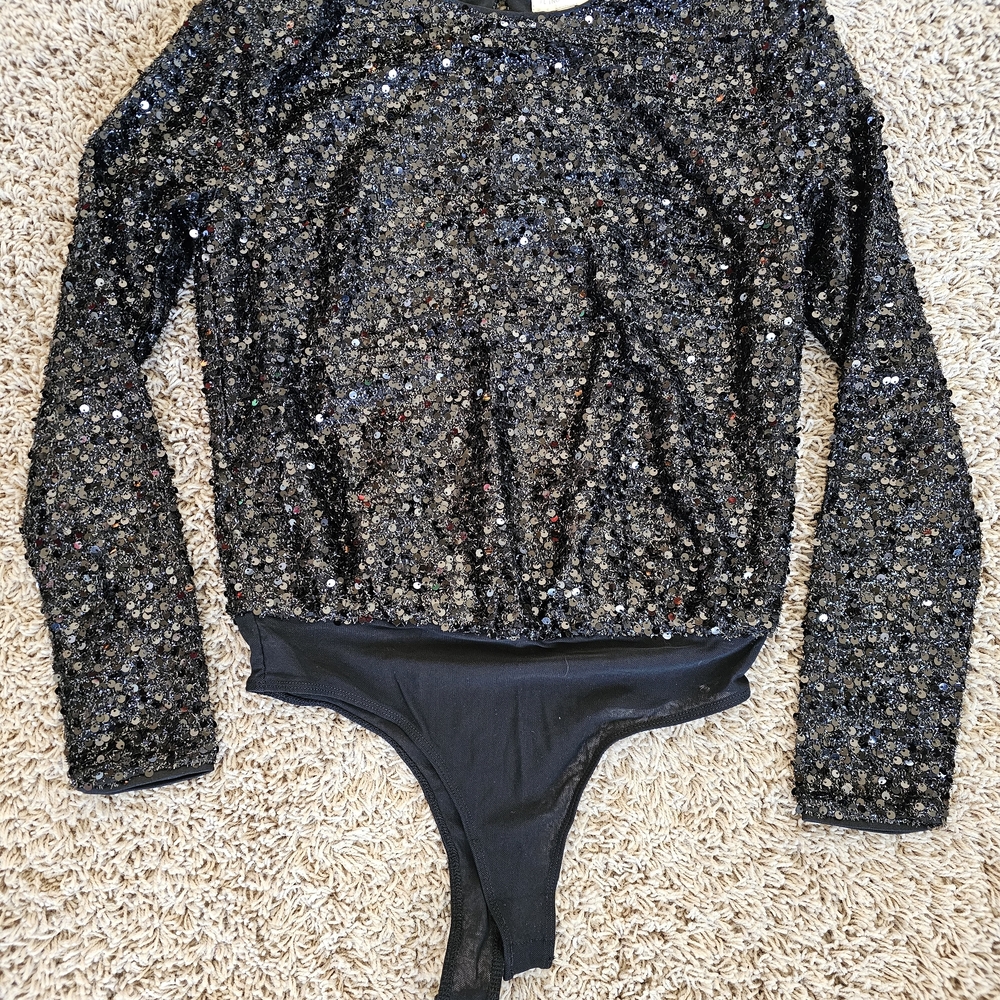 Sparkling Black Sequin Womens One Piece